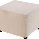 uxcell Stretch Foot Stool Cover Square Footrest Slipcover with Elastic Footstool Protector for Living Room Bedroom Fit Length 68.6-81.3cm/27-32inch, Beige