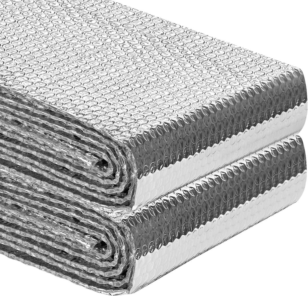 Reflective Insulation Roll 23.6inch x 10Ft Double Bubble Reflective Aluminum Foil Wrap Insulation Sheet Thermal Shield Radiant Barrier for Winter RV Window Thermal Cold Insulation Summer Heat - Silver