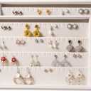 Coward 2PC Stackable Earring Tray Drawer Jewelry Holder Organizer Box Storage Earring Display Stand for Selling (beige(earring+earring))