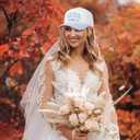 Put It On My Husband's Tab Funny Trucker Hats Women Vintage Adjustable Baseball Cap Embroidery Fashion Trucker Hat (Bride - White/Blue)