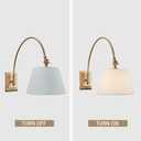 Linen Single Wall Sconce with Brass Finish Pole Swing Arm Wall Lamp, Classic Adjustable Reading Light with Fabric Shade for Bedroom Living Room, for Elegant Home Lighting,5.5" L x 1" W x 7.75" H