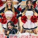 Sweetude 24 Pcs Cheer Clear Treat Bags with Handles for Cheer Team Cheerleader Gift Bag Bulk Cheerleader Party Supplies