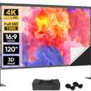 Outdoor Projector Screen with Black Backing - 120 inch Portable Projection Screen with Stand, 16:9 Wrinkle-Free Opaque Movie Screen with Carry Bag for Indoor Home Theater Backyard Cinema