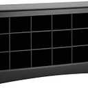 Prepac Black Shoe Cabinet, Entryway Bench, Mud Room Organization and Storage Bench with 18 Shoe Cubbies 16"D x 48"W x 24"H