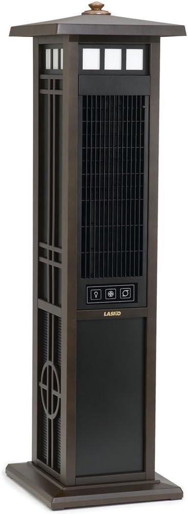 Lasko 4890 Elegant Living Fan with Remote Control-Features Accent Lighting and Widespread Oscillation-Perfect for Outdoor Patios, Decks, or Balconies, Brown