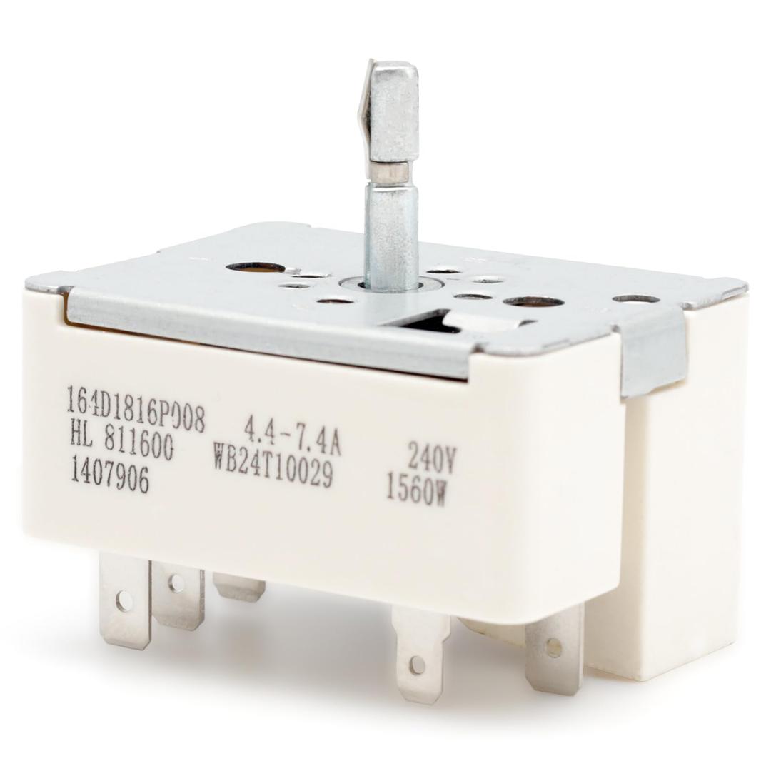 Dusledel Upgraded WB24T10025 Range Surface Burner Infinite Control Switch Replacement for GE 8 Inch Electric Stove Appliances Units Parts Replace AH236750 EA236750 PS236750 154510 769692