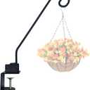 NEECONG Heavy Duty Deck Hook, Courtyard Decoration, Pole 16.5Long Metal Deck Railing Hooks for Hanging Bird Feeders, Planters, Suet Baskets, Lanterns, Wind Chimes, Clamp Mounted, Under 18 LBS (Black)
