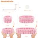 Face Wash Set - Headband, Absorbent Microfiber Wristbands with Holder for Washing Face, Spa Wrist Scrunchies (2 Sets, Blue and Pink)