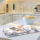 Cute Christmas Snowman Dish Drying Mat, Ultra Absorbent Reversible Microfiber, and Protector for Kitchen Countertops 18 In x 24 In