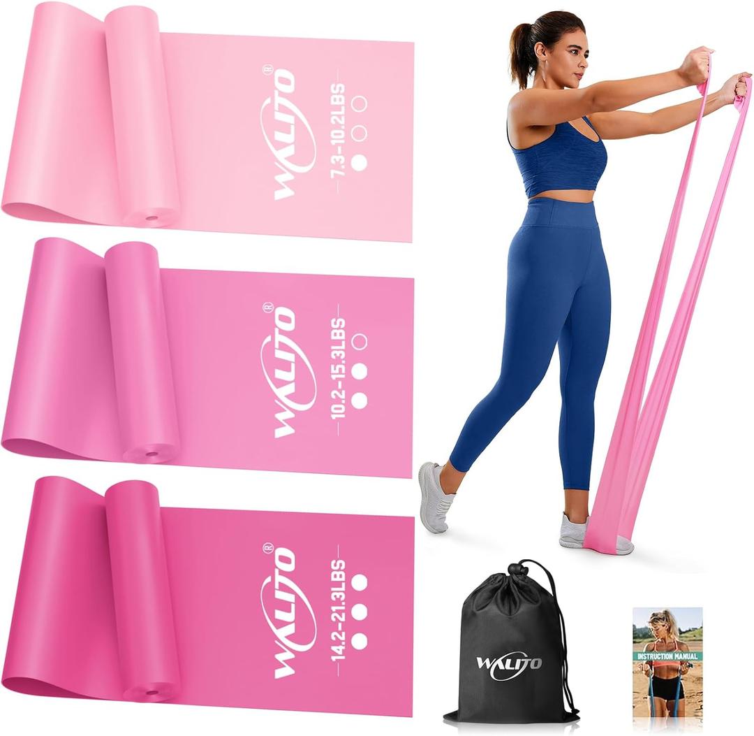 WALITO Resistance Bands for Working Out, Exercise Bands for Women and Men, Workout Bands for Physical Therapy, Stretch, Recovery, Pilates, Rehab, Strength Training and Home Gym (5FT, 1.Pink)