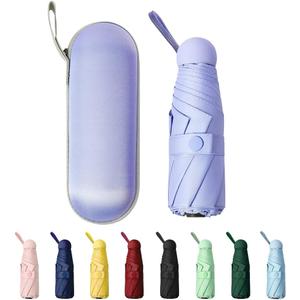 TIME LOVER Mini Windproof Folding Travel Umbrella, Sun & Rain Umbrellas, Compact Portable for Women Men Multiple Colors (Purple)