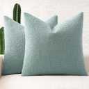 MIULEE 18x18 Inch Decorative Pillow Covers for Couch Bed Set of 2 Textured Boucle Neutral Winter Throw Pillows Aqua Blue Accent Solid Cushion Pillowcases Sofa Livingroom Home Decor