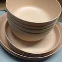 12pcs Pink Wheat Straw Dinnerware Set for Family/Dorm, Set of 4 (9.7"), 4 dessert plates (7.8"), and 4 deep bowls (6.7")
