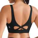 RUNNING GIRL Sports Bra for Women High Support, Molded Cup High Impact Sports Bras with Sewn in Pads Workout Running Bra (Black, L)