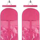 2 Pcs Hair Extensions Storage Bag with Hanger Portable Wig Storage Bags Hair Extension Holder for Multiple Wigs (Pink)