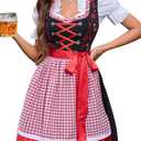Abaowedding Women's German Dirndl Dress Oktoberfest Carnival Costumes Bavarian (Medium, Red)