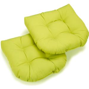Blazing Needles Twill Rounded Back Chair Cushion, 19" x 19", Mojito Lime 2 Count