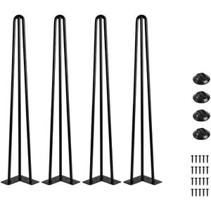 Yahpetes Table Legs Black Heavy Duty Hairpin Furniture Legs with Screws and 4pcs Bonus Rubber Floor Protectors Metal Home DIY Projects (28 inch)