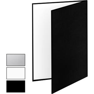 Meking 3 in 1 Photography Reflector Cardboard, 17"x12"/42x30cm A3 Folding Light Diffuser Board for Still Life, Product and Food Photo Shooting - Black, Silver and White