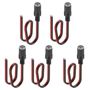 DROK (Real 18AWG 5pcs DC Barrel Connectors - 5.5x2.1mm DC Plug Female Pigtail Connector Pure Copper 2 Conductor Wire for Tactacam Reveal, 12V Power Supply, CCTV Camera, Solar Panel
