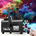 Hakuta Fog Machine, Smoke Machine with Racing, Jumping, Fading, Flashing Modes 18 Colorful LED Lights Automatic Fog Machine for for Halloween, Christmas, Wedding and Stage DJ Party