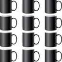 TANGLONG Color Changing Coffee Mugs 15oz Sublimation Mugs Magic Mug Heat Sensitive Coffee Mugs Tazas Magicas Para Sublimacion Set of 12 (Black)