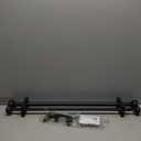 Matte Black Double Curtain Rods, Adjustable Double Rod Curtain Rods 28 to 48 Inch, Decorative Double Window Treatment Rods with Cap Finials, 1-Inch Front and 5/8 Inch Back Double Window Drapery Rod