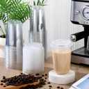 Baderke 100 Sets 16 oz Clear Plastic Cups with Lids,Sturdy Iced Coffee Cups with lids, Disposable Plastic Smoothie Cup for Cold Drinks