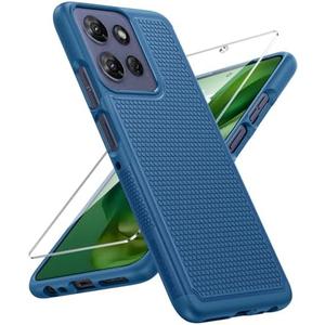 FNTCASE for Moto G-Power 2025 Case: Motorola G Power 2025 Case 14FT Military Grade Drop Protection with Screen Protector Shockproof Anti-Slip Rugged Matte Dual Layer Daily Cover 6.8 Inch (Blue)