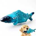 Dog Toys for Aggressive Chewers, Tough Slow Feeder Shark, Indestructible Chew Toys for Medium Large Dogs, Durable Nylon Rubber, Bacon Flavor