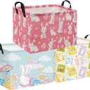 HIYAGON Rectangular Easter Basket Kids Storage Basket Baby Nursery Basket for Boys Bunny Room Decor Cute Toy Storage Organizer Bins Bedroom(3 Pack Easter)