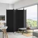 Kokorona 4 Panel Room Divider, 6FT Tall Folding Privacy Screen Wall Dividers, Portable Privacy Screen Freestanding Room Divider for Room Separation, Included - Cover Strips, Black, 88''W x 71''H