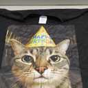 Funny Staring Meme Cat Birthday Greeting Adults, Boys, Girls T-Shirt, Large