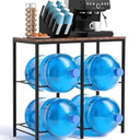 Klvied 5 Gallon Water Jug Holder, 2-Tier Double Row Water Jug Stand with Large Top Shelf, Heavy Duty Water Jug Rack for Kitchen, Office, Living Room