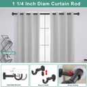 Heavy Duty Curtain Rods, 1 1/4 Inch Diameter Curtain Rod for Window 48-84Inch(4-7ft), Telescoping Large Drapery Rod with Adjustable Modern Brackets, Matte Black