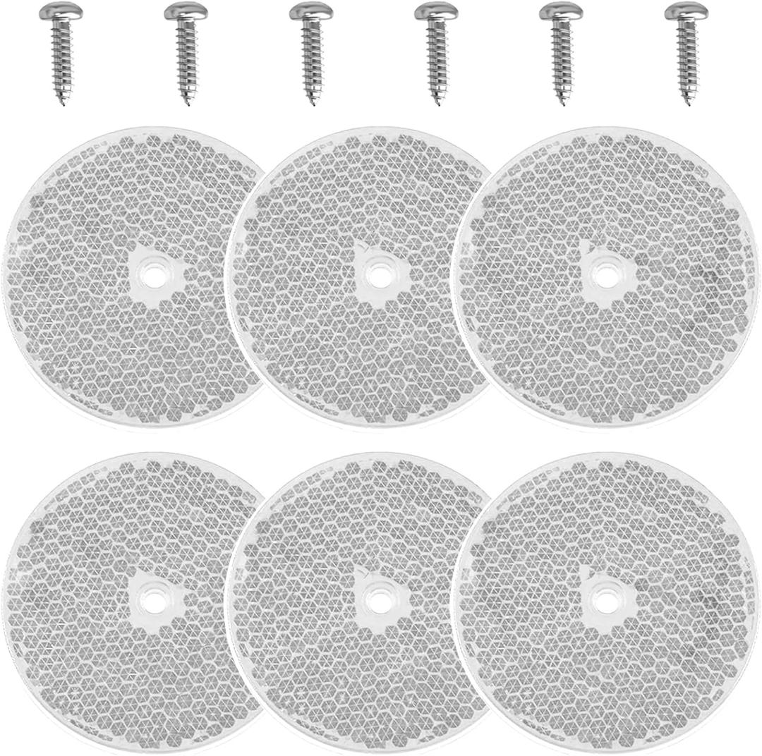 smseace 12pcs Safety Reflectors White Round Reflectors 3inch with Stainless Steel Screw Used for Mailboxes,Driveway,Tunnels,Post,Cars,Trailer Reflector