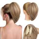 Ponytail Extension - 10" Short Claw Clip in Ponytail Hair Extensions Messy Bun Hair Piece Natural Soft Synthetic Straight Pony Tail Hair Pieces for Women (Deep Blonde)