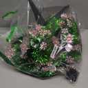 HMASYO 6 FT Pop Up Tinsel Christmas Tree with 100 Colored Timer Lights & Remote, Green Candy Collapsible Artificial Pencil Tree Xmas Decoration for Home, Office, Party, USB Powered, Easy Assembly