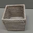 Rattan Tissue Box Cover Natural Woven Facial Napkin Holder Square (White, 5.5x5.5x5.9 Inch)
