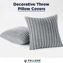 Pallene Faux Fur Plush Throw Pillow Covers 16x16 Set of 2, Luxury Soft Fluffy Striped Decorative Pillow Covers for Sofa, Couch, Living Room, Grey