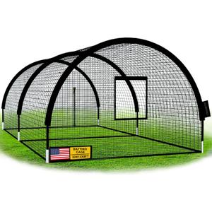 Baseball Batting Cage Net - Batting Cages for Backyard 22x12x8ft Portable Baseball and Softball Batting Cages, Zipper Door with Pitching Machine Hole for Backyard Batting Training