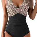 Eomenie Women's One Piece Swimsuits Tummy Control Ruched Push Up Bathing Suit Tie Back Slimming Swimwear (X-Large)