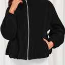 PRETTYGARDEN Womens 2026 Winter Fleece Sherpa Jacket Trendy Long Sleeve Zip Up Cropped Warm Coat Fall Fashion Workout Clothes (Black, XXL)