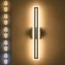 Modern LED Wall Sconce Silver Dimmable LED Vanity Lights Bathroom Lighting Fixtures Over Mirror Long Wall Light for Bathroom Dining Room, L24Inch 5CCT