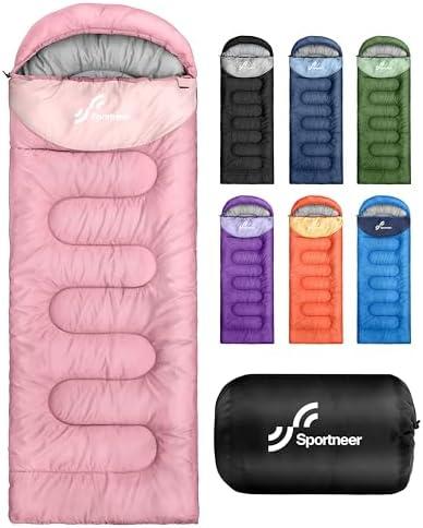 Sportneer Sleeping Bag for Adults & Kids, Cold Weather & Warm Waterproof Camping Sleeping Bag, Compact Portable for Camping Hiking & Travel 3.3lbs, 50-80℉
