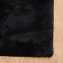 ORINOVA Faux Rabbit Fur Rug Machine Washable Area Rugs Black Fur Rug for Living Room Fuzzy Rugs for Bedroom Teen Room Decor Small Sheepskin 2x3 Rectangle Rugs