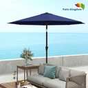 9FT Patio Umbrella with Fiberglass Ribs, Outdoor Market Table Umbrella with Crank and Tilt, UV Resistant Waterproof Canopy for Patio, Garden, Deck, Pool, Navy Blue