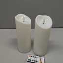 Raycare 8"x3" Outdoor Waterproof Flameless Candles with Remote and Timer, Battery Operated LED Electric Fake Pillar Candle for Christmas Home Wedding Decor, Ivory White, Set of 2