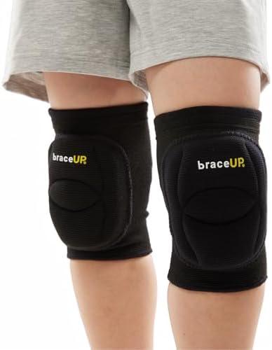 BraceUP Volleyball Knee Pads Youth 8-14 Girls Boys - Youth Volleyball Knee Pads, Knee Pads for Kids, Volleyball Accessories, Valley Ball Knee Pads Youth, Junior (XS)