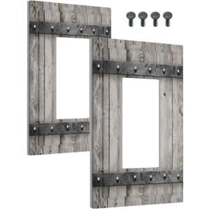 Decora Outlet Wall Plate Old Distressed Barn Door Gray Natural Grey Wood Grain 1 Gang Rocker Decorative Switchplate Faceplate Gfci Light Switch Covers For Farmhouse Decor(2 PACK)
